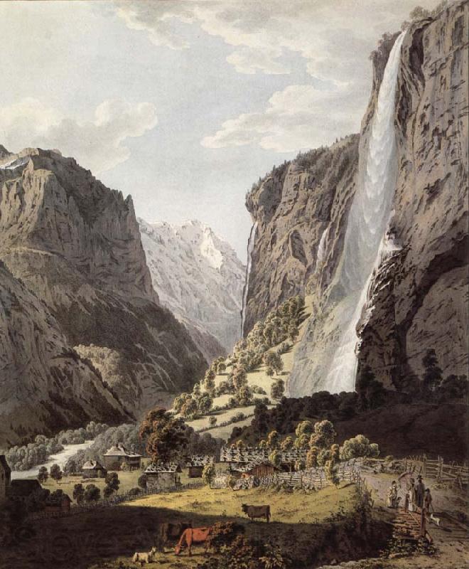 Franz Niklaus Konig The Fall of the Staubbach,dans the Vallee of Lauterbrunnen Norge oil painting art